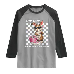 Hip Hop Easter Bunny Cleaning Pun Raglan Shirt Funny Rabbit with Mop TS02 Sport Gray Black Print Your Wear