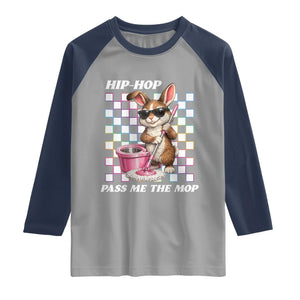 Hip Hop Easter Bunny Cleaning Pun Raglan Shirt Funny Rabbit with Mop TS02 Sport Gray Navy Print Your Wear