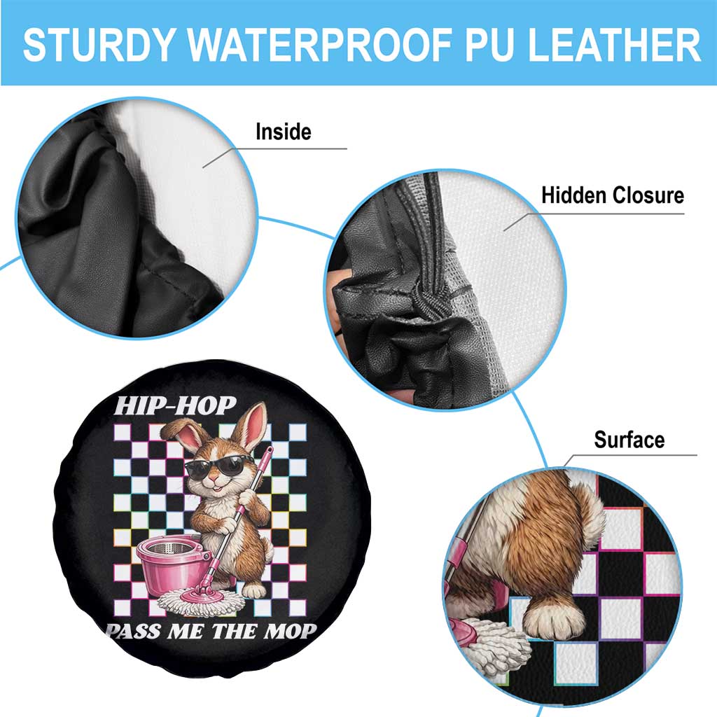 Hip Hop Easter Bunny Cleaning Pun Spare Tire Cover Funny Rabbit with Mop TS02 Print Your Wear