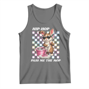 Hip Hop Easter Bunny Cleaning Pun Tank Top Funny Rabbit with Mop TS02 Black Heather Print Your Wear
