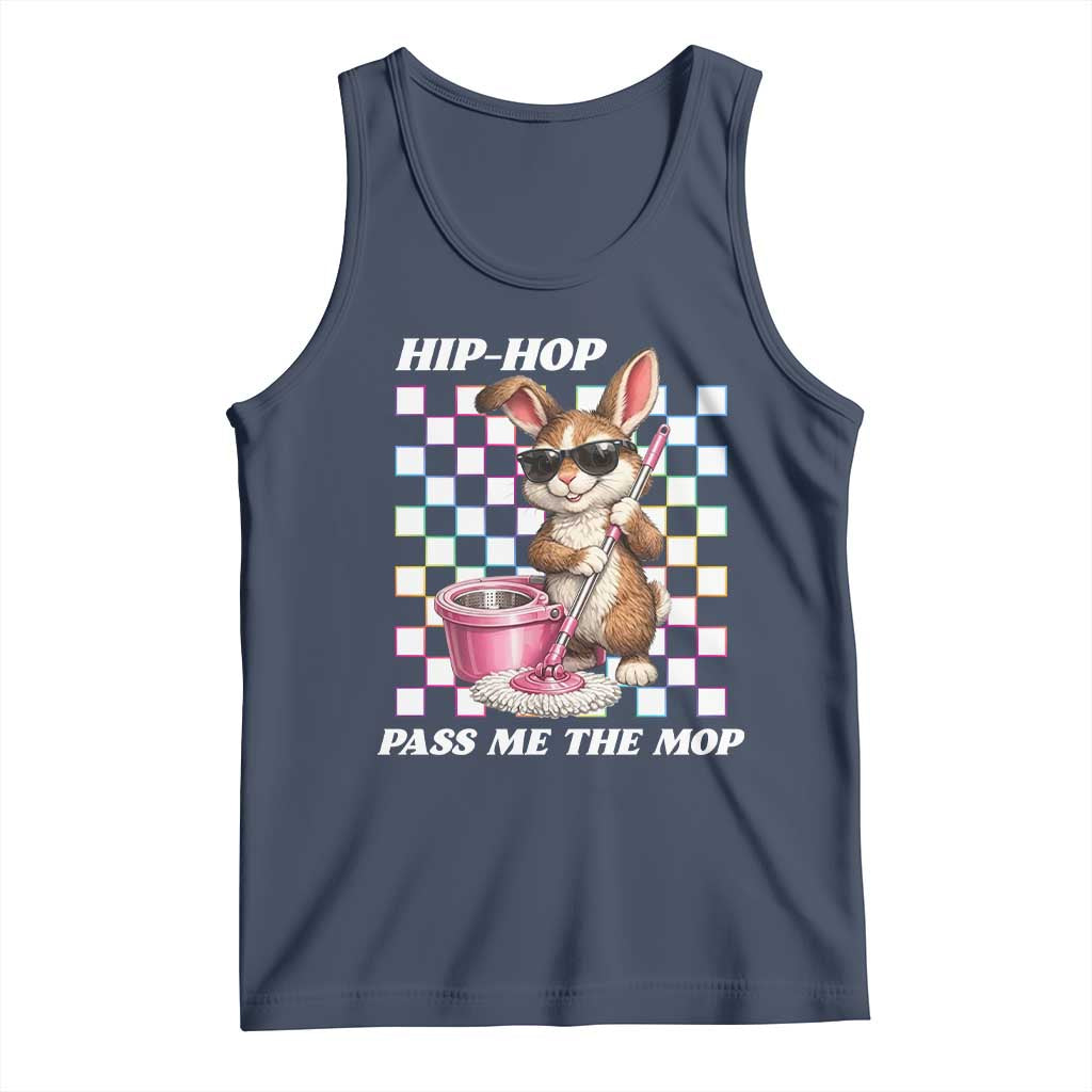 Hip Hop Easter Bunny Cleaning Pun Tank Top Funny Rabbit with Mop TS02 Navy Print Your Wear