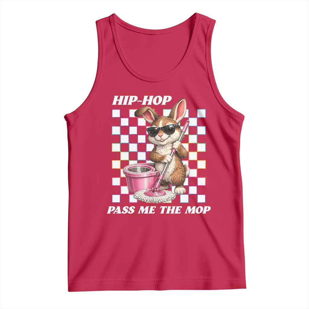 Hip Hop Easter Bunny Cleaning Pun Tank Top Funny Rabbit with Mop TS02 Red Print Your Wear