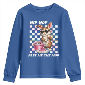 Hip Hop Easter Bunny Cleaning Pun Youth Sweatshirt Funny Rabbit with Mop TS02 Royal Blue Print Your Wear