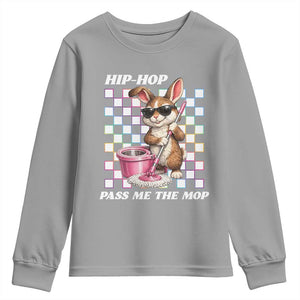 Hip Hop Easter Bunny Cleaning Pun Youth Sweatshirt Funny Rabbit with Mop TS02 Sport Gray Print Your Wear