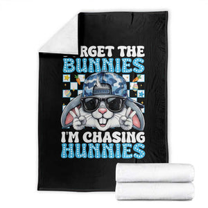 Funny Easter Bunny Forget the Bunnies I’m Chasing Hunnies Throw Blanket Cool Rabbit with Sunglasses & Hat Humor TS02 Black Print Your Wear
