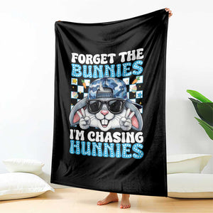 Funny Easter Bunny Forget the Bunnies I’m Chasing Hunnies Throw Blanket Cool Rabbit with Sunglasses & Hat Humor TS02 Print Your Wear