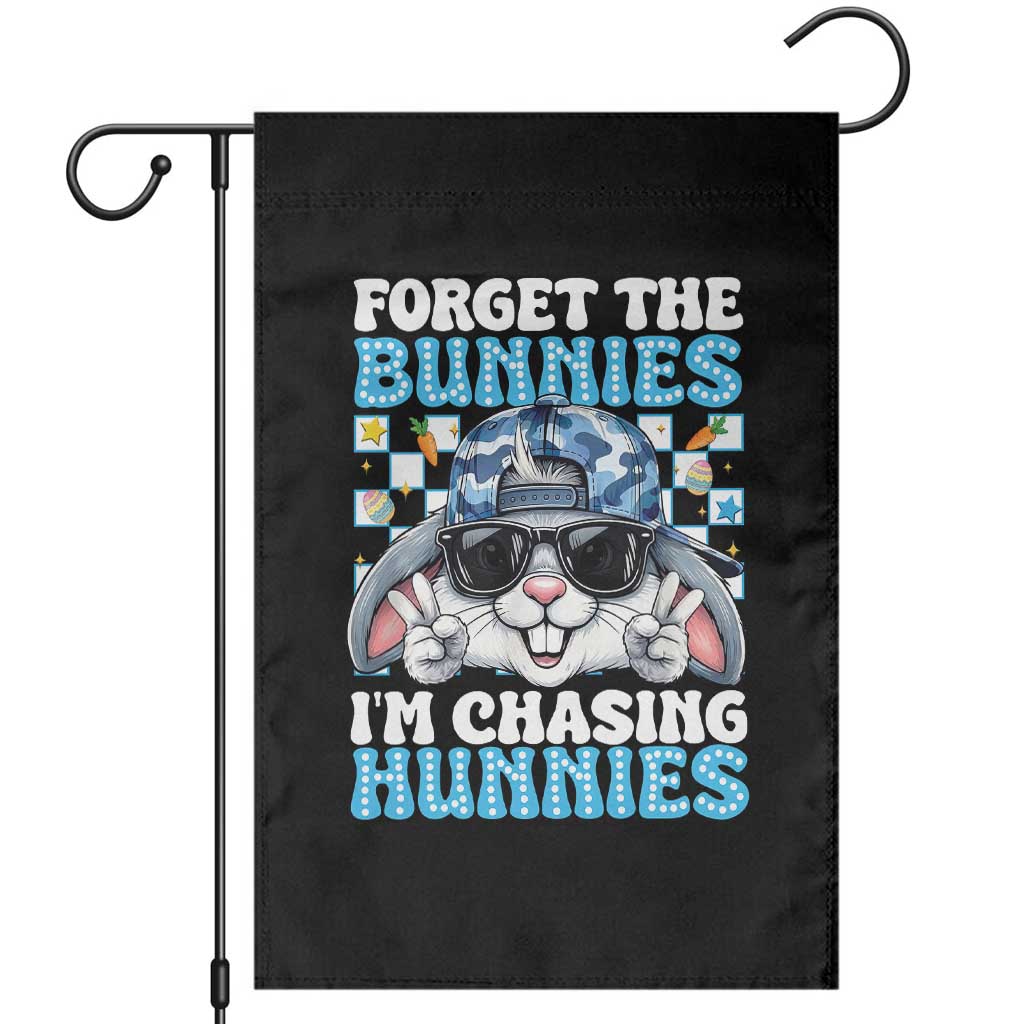Funny Easter Bunny Forget the Bunnies I’m Chasing Hunnies Garden Flag Cool Rabbit with Sunglasses & Hat Humor TS02 Black Print Your Wear