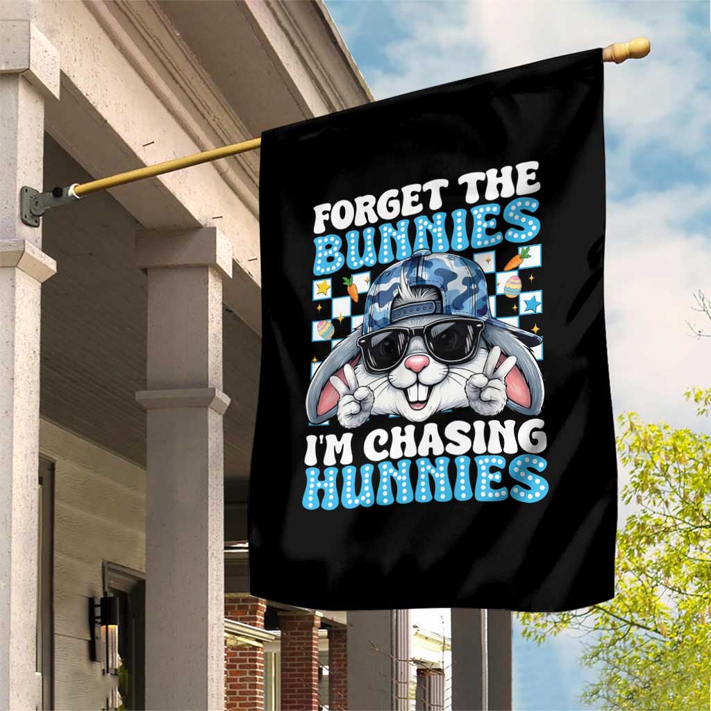 Funny Easter Bunny Forget the Bunnies I’m Chasing Hunnies Garden Flag Cool Rabbit with Sunglasses & Hat Humor TS02 Print Your Wear