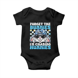 Funny Easter Bunny Forget the Bunnies I’m Chasing Hunnies Baby Onesie Cool Rabbit with Sunglasses & Hat Humor TS02 Black Print Your Wear