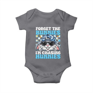 Funny Easter Bunny Forget the Bunnies I’m Chasing Hunnies Baby Onesie Cool Rabbit with Sunglasses & Hat Humor TS02 Charcoal Print Your Wear