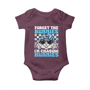 Funny Easter Bunny Forget the Bunnies I’m Chasing Hunnies Baby Onesie Cool Rabbit with Sunglasses & Hat Humor TS02 Maroon Print Your Wear