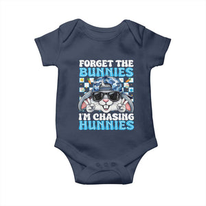 Funny Easter Bunny Forget the Bunnies I’m Chasing Hunnies Baby Onesie Cool Rabbit with Sunglasses & Hat Humor TS02 Navy Print Your Wear