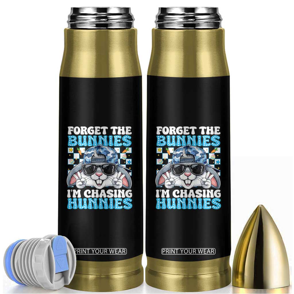 Funny Easter Bunny Forget the Bunnies I’m Chasing Hunnies Bullet Tumbler Cool Rabbit with Sunglasses & Hat Humor TS02 Black Print Your Wear