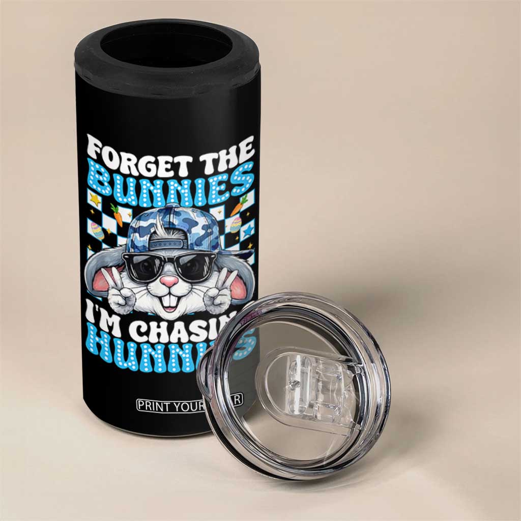 Funny Easter Bunny Forget the Bunnies I’m Chasing Hunnies 4 in 1 Can Cooler Tumbler Cool Rabbit with Sunglasses & Hat Humor TS02 Print Your Wear