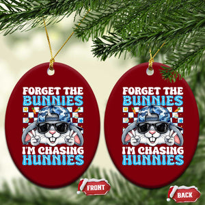 Funny Easter Bunny Forget the Bunnies I’m Chasing Hunnies Ceramic Ornament Cool Rabbit with Sunglasses & Hat Humor TS02 Print Your Wear