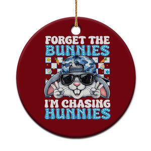 Funny Easter Bunny Forget the Bunnies I’m Chasing Hunnies Ceramic Ornament Cool Rabbit with Sunglasses & Hat Humor TS02 1pc Red Print Your Wear