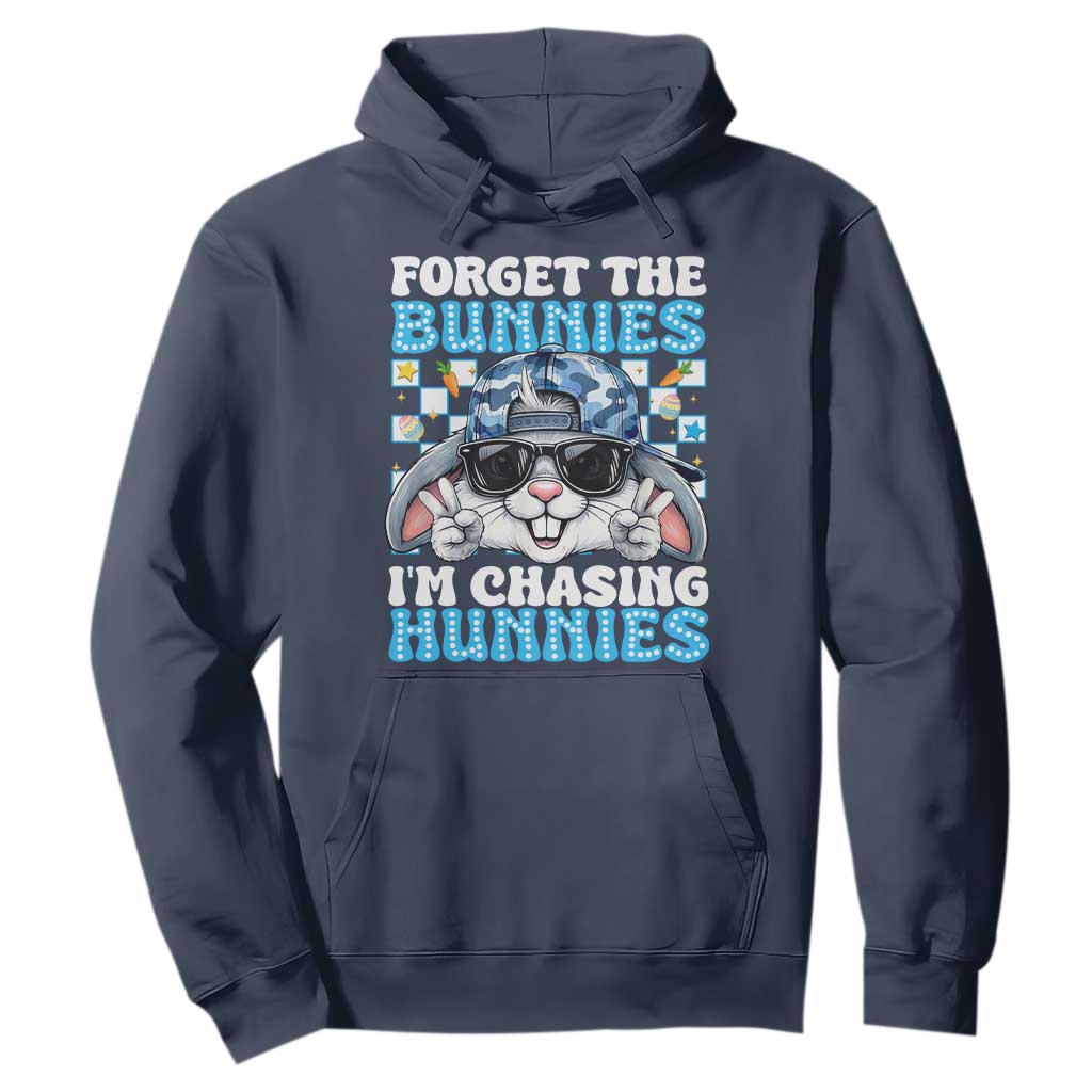 Funny Easter Bunny Forget the Bunnies I’m Chasing Hunnies Hoodie Cool Rabbit with Sunglasses & Hat Humor TS02 Navy Print Your Wear
