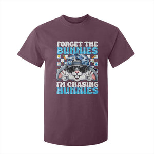 Funny Easter Bunny Forget the Bunnies I’m Chasing Hunnies T Shirt For Kid Cool Rabbit with Sunglasses & Hat Humor TS02 Maroon Print Your Wear