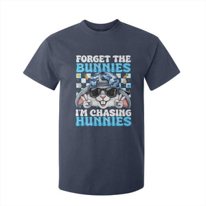 Funny Easter Bunny Forget the Bunnies I’m Chasing Hunnies T Shirt For Kid Cool Rabbit with Sunglasses & Hat Humor TS02 Navy Print Your Wear