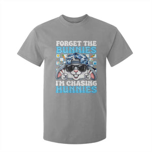 Funny Easter Bunny Forget the Bunnies I’m Chasing Hunnies T Shirt For Kid Cool Rabbit with Sunglasses & Hat Humor TS02 Sport Gray Print Your Wear