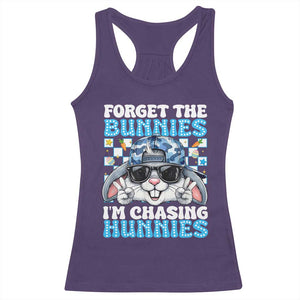 Funny Easter Bunny Forget the Bunnies I’m Chasing Hunnies Racerback Tank Top Cool Rabbit with Sunglasses & Hat Humor TS02 Purple Print Your Wear