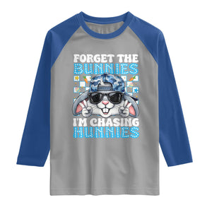 Funny Easter Bunny Forget the Bunnies I’m Chasing Hunnies Raglan Shirt Cool Rabbit with Sunglasses & Hat Humor TS02 Sport Gray Royal Print Your Wear