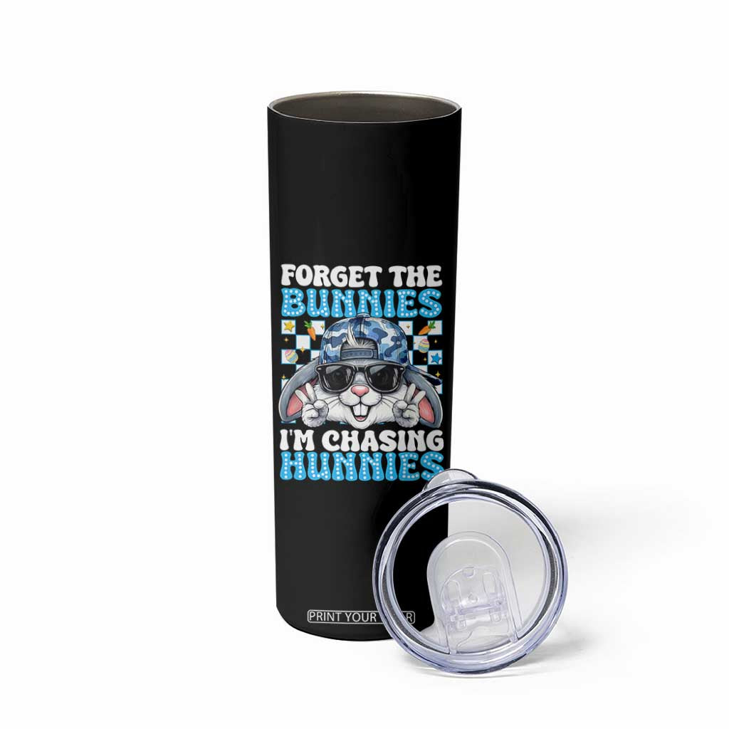 Funny Easter Bunny Forget the Bunnies I’m Chasing Hunnies Skinny Tumbler Cool Rabbit with Sunglasses & Hat Humor TS02 Print Your Wear