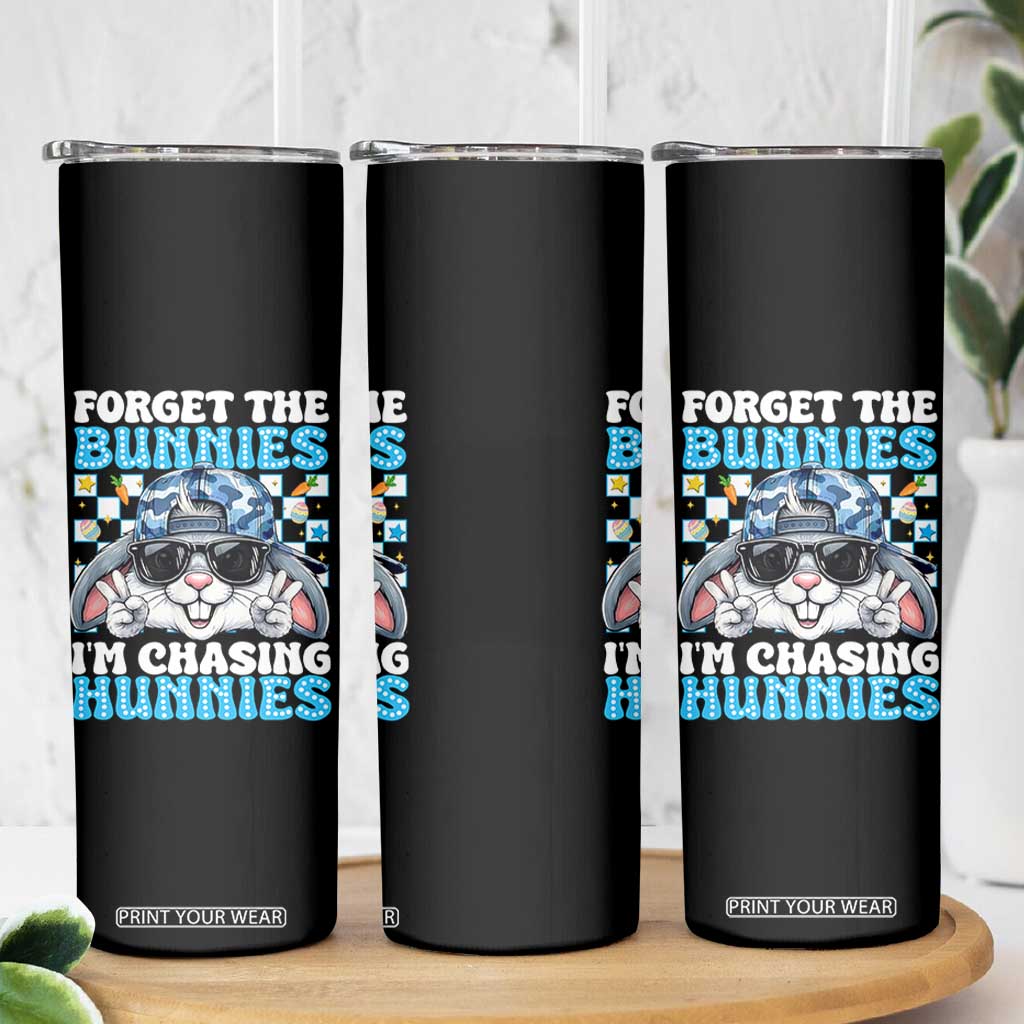Funny Easter Bunny Forget the Bunnies I’m Chasing Hunnies Skinny Tumbler Cool Rabbit with Sunglasses & Hat Humor TS02 Print Your Wear