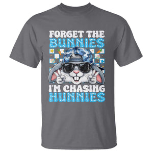 Funny Easter Bunny Forget the Bunnies I’m Chasing Hunnies T Shirt Cool Rabbit with Sunglasses & Hat Humor TS02 Charcoal Print Your Wear
