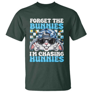 Funny Easter Bunny Forget the Bunnies I’m Chasing Hunnies T Shirt Cool Rabbit with Sunglasses & Hat Humor TS02 Dark Forest Green Print Your Wear