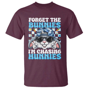 Funny Easter Bunny Forget the Bunnies I’m Chasing Hunnies T Shirt Cool Rabbit with Sunglasses & Hat Humor TS02 Maroon Print Your Wear