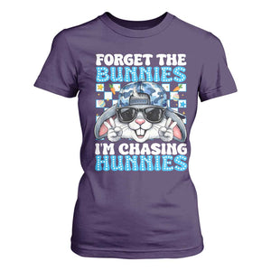 Funny Easter Bunny Forget the Bunnies I’m Chasing Hunnies T Shirt For Women Cool Rabbit with Sunglasses & Hat Humor TS02 Purple Print Your Wear
