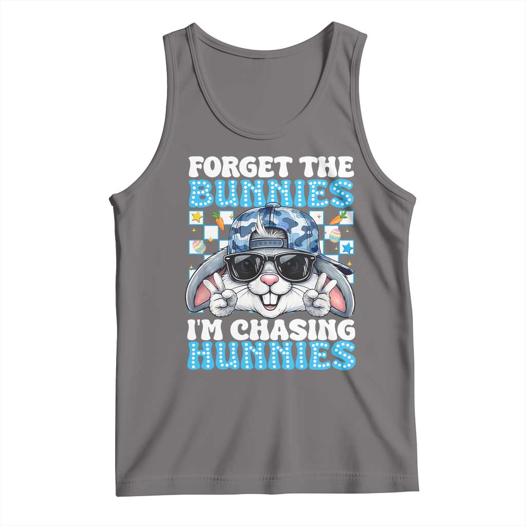Funny Easter Bunny Forget the Bunnies I’m Chasing Hunnies Tank Top Cool Rabbit with Sunglasses & Hat Humor TS02 Deep Heather Print Your Wear