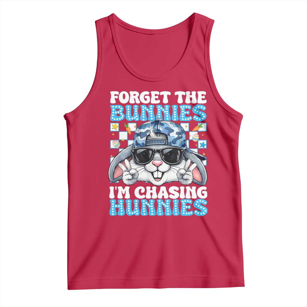 Funny Easter Bunny Forget the Bunnies I’m Chasing Hunnies Tank Top Cool Rabbit with Sunglasses & Hat Humor TS02 Red Print Your Wear