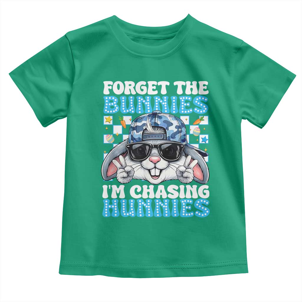 Funny Easter Bunny Forget the Bunnies I’m Chasing Hunnies Toddler T Shirt Cool Rabbit with Sunglasses & Hat Humor TS02 Irish Green Print Your Wear