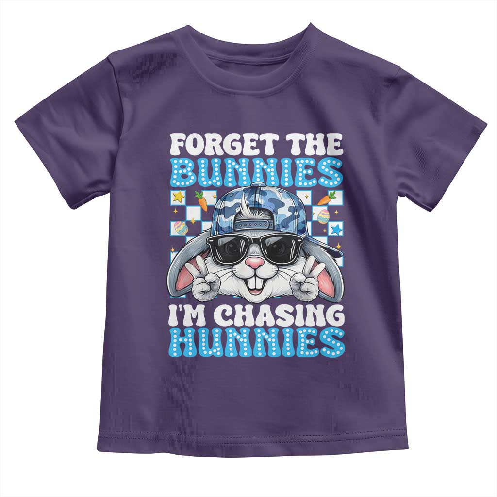 Funny Easter Bunny Forget the Bunnies I’m Chasing Hunnies Toddler T Shirt Cool Rabbit with Sunglasses & Hat Humor TS02 Purple Print Your Wear