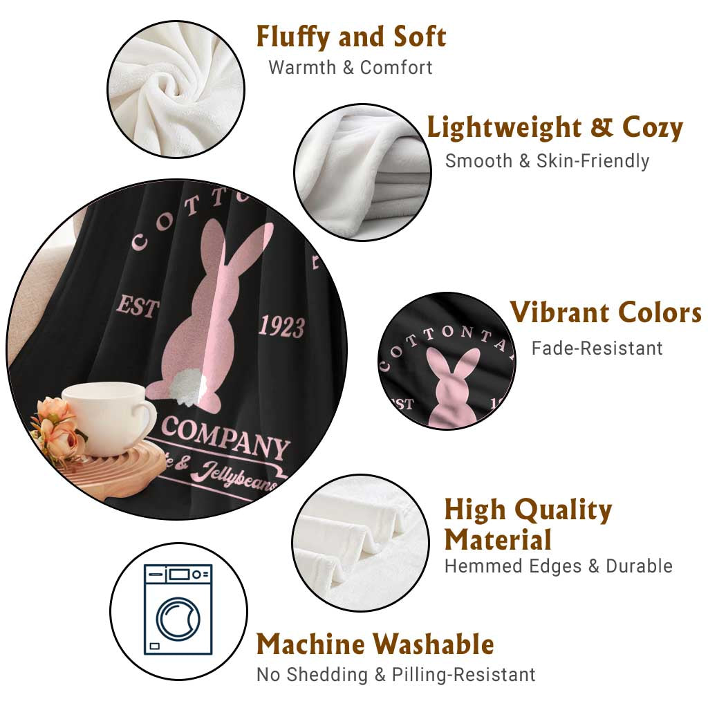 Cottontail Candy Company Vintage Easter Bunny Throw Blanket Retro Chocolate and Jellybeans Spring Lovers TS02 Print Your Wear