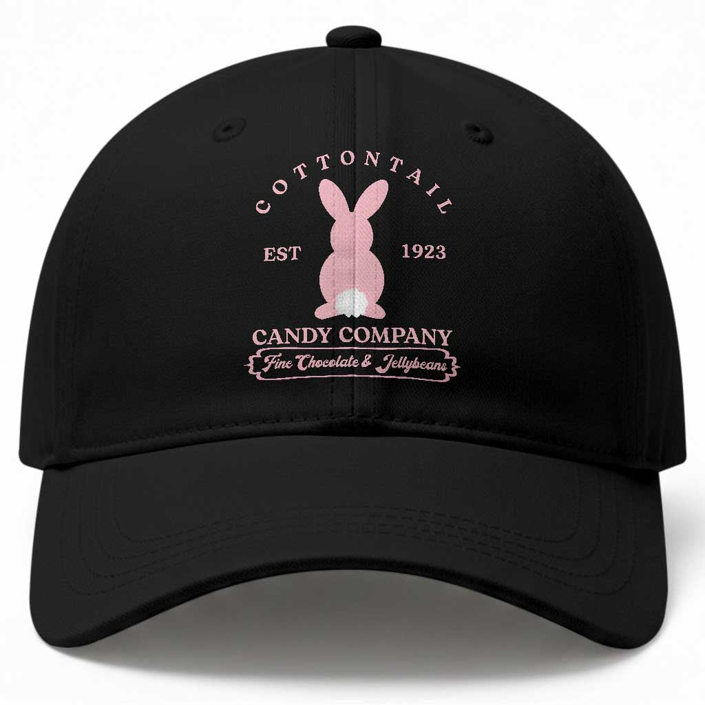 Cottontail Candy Company Vintage Easter Bunny Baseball Cap Retro Chocolate and Jellybeans Spring Lovers