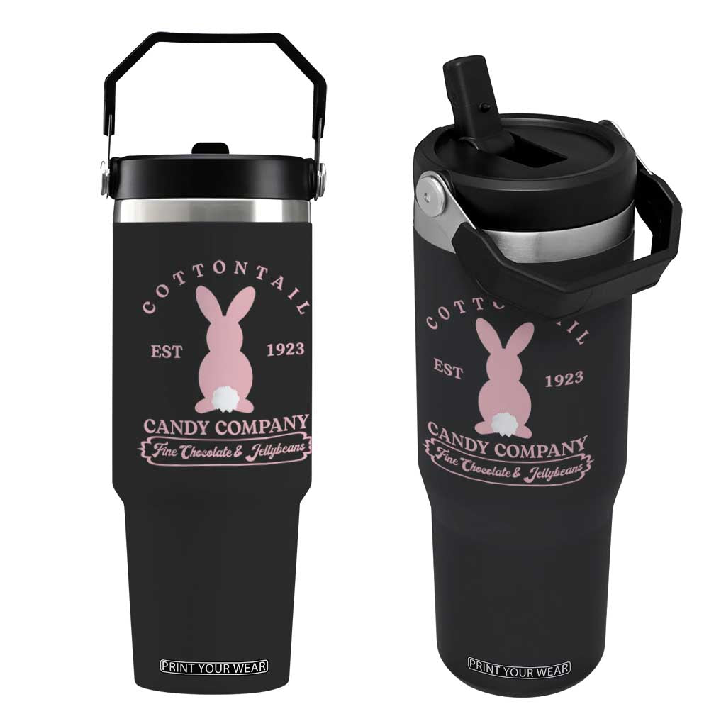 Cottontail Candy Company Vintage Easter Bunny Flip Straw Tumbler Retro Chocolate and Jellybeans Spring Lovers TS02 One Size: 30 oz Black Print Your Wear