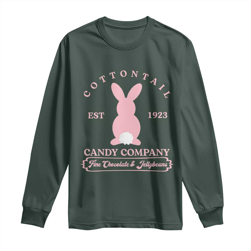 Cottontail Candy Company Vintage Easter Bunny Long Sleeve Shirt Retro Chocolate and Jellybeans Spring Lovers TS02 Dark Forest Green Print Your Wear