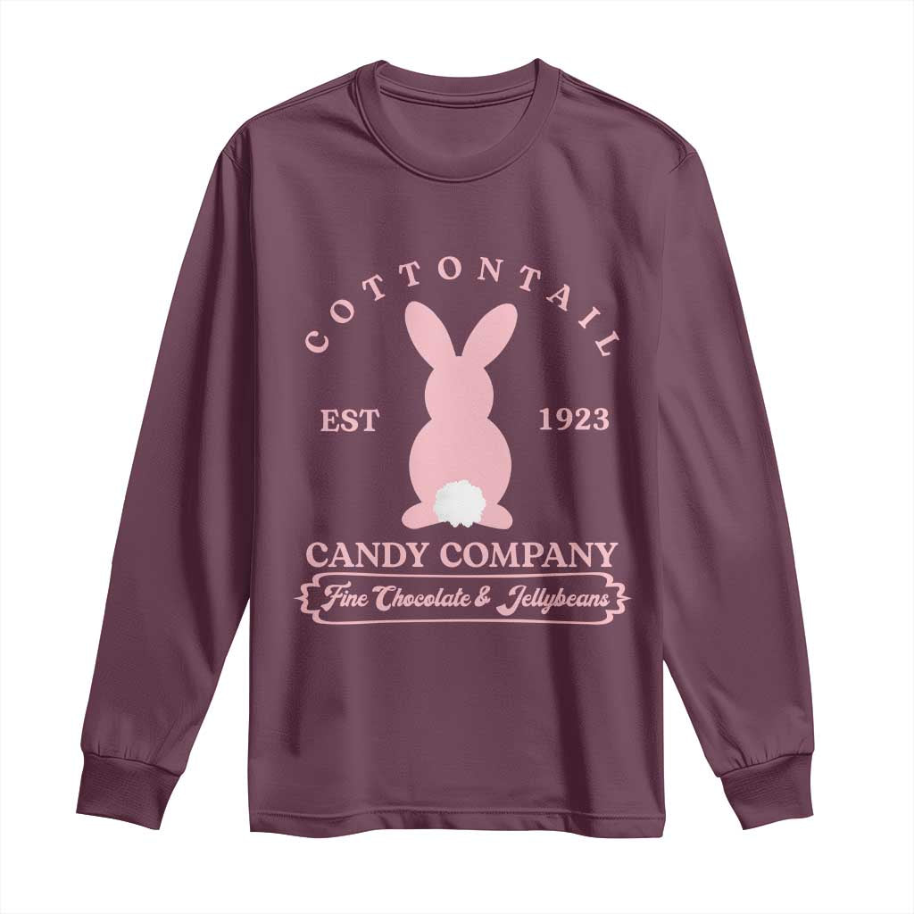 Cottontail Candy Company Vintage Easter Bunny Long Sleeve Shirt Retro Chocolate and Jellybeans Spring Lovers TS02 Maroon Print Your Wear