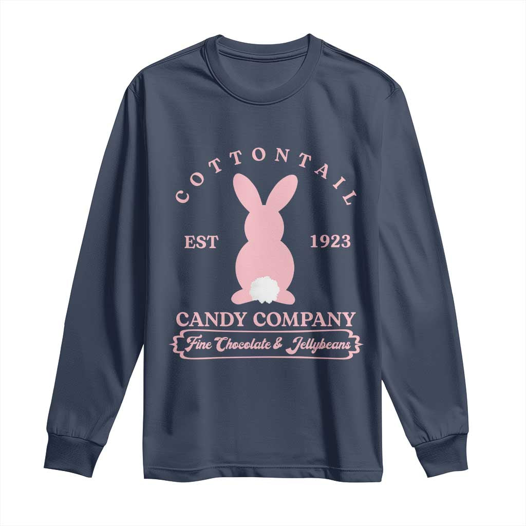 Cottontail Candy Company Vintage Easter Bunny Long Sleeve Shirt Retro Chocolate and Jellybeans Spring Lovers TS02 Navy Print Your Wear