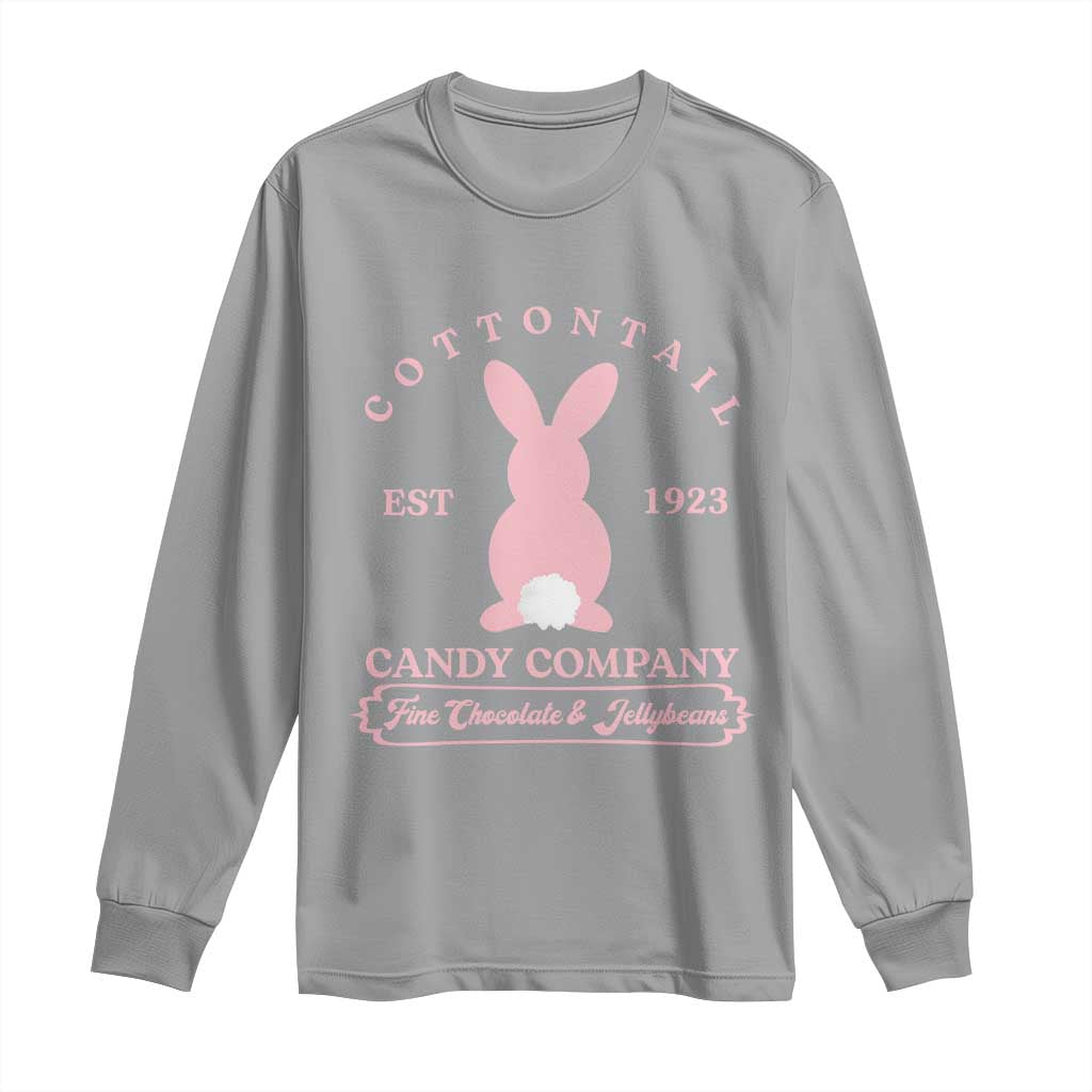 Cottontail Candy Company Vintage Easter Bunny Long Sleeve Shirt Retro Chocolate and Jellybeans Spring Lovers TS02 Sport Gray Print Your Wear