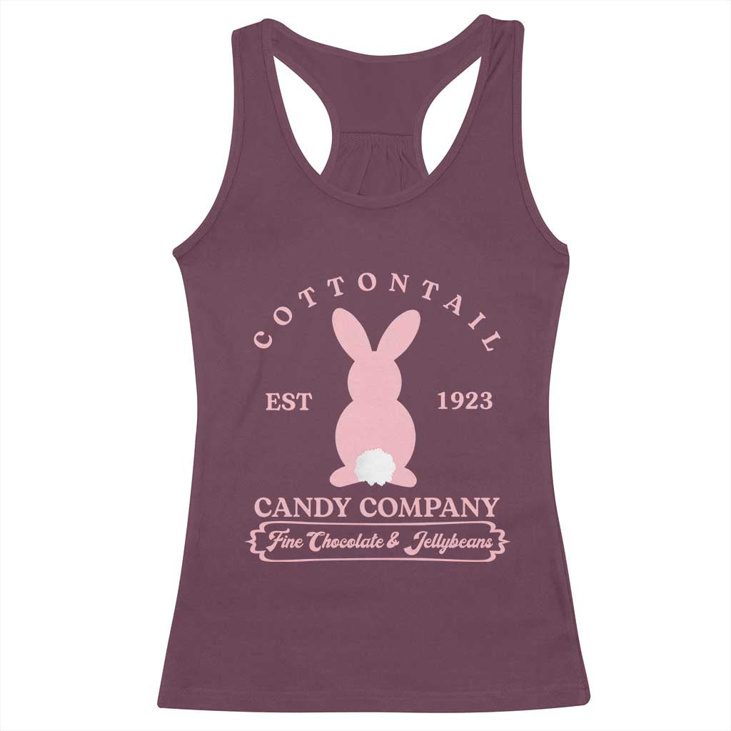 Cottontail Candy Company Vintage Easter Bunny Racerback Tank Top Retro Chocolate and Jellybeans Spring Lovers TS02 Maroon Print Your Wear