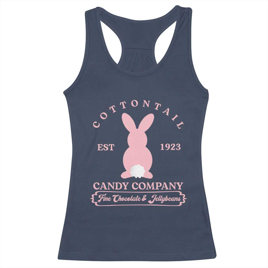 Cottontail Candy Company Vintage Easter Bunny Racerback Tank Top Retro Chocolate and Jellybeans Spring Lovers TS02 Navy Print Your Wear