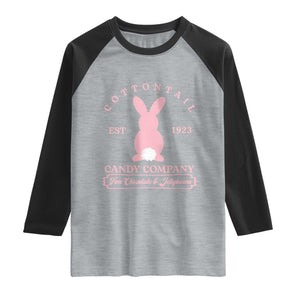Cottontail Candy Company Vintage Easter Bunny Raglan Shirt Retro Chocolate and Jellybeans Spring Lovers TS02 Heather Gray Black Print Your Wear