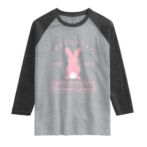 Cottontail Candy Company Vintage Easter Bunny Raglan Shirt Retro Chocolate and Jellybeans Spring Lovers TS02 Heather Gray Heather Charcoal Print Your Wear