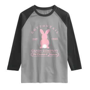Cottontail Candy Company Vintage Easter Bunny Raglan Shirt Retro Chocolate and Jellybeans Spring Lovers TS02 Sport Gray Black Print Your Wear