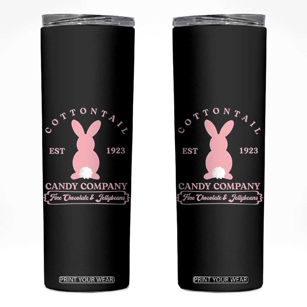 Cottontail Candy Company Vintage Easter Bunny Skinny Tumbler Retro Chocolate and Jellybeans Spring Lovers TS02 Black Print Your Wear