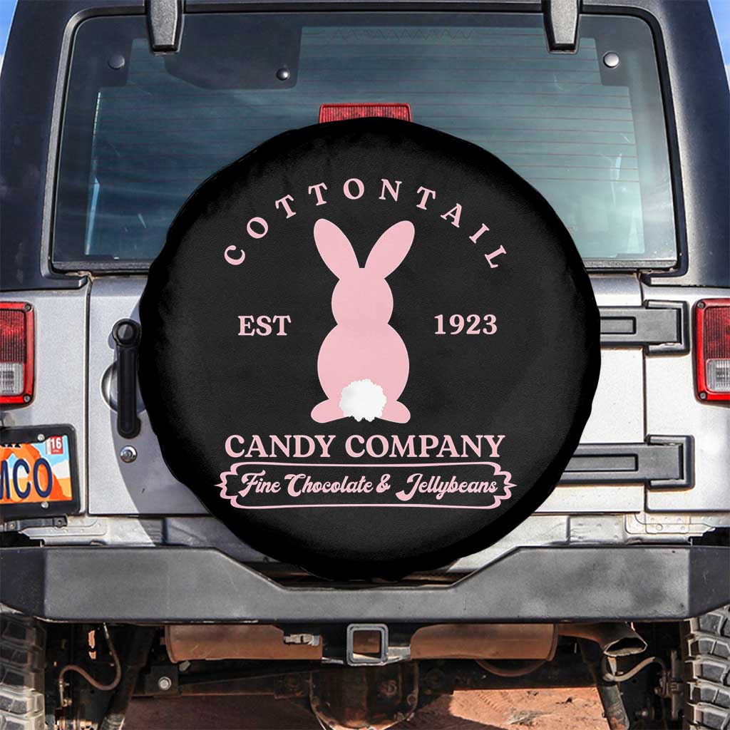 Cottontail Candy Company Vintage Easter Bunny Spare Tire Cover Retro Chocolate and Jellybeans Spring Lovers TS02 No hole Black Print Your Wear